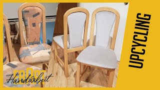 STÜHLE neu beziehenpolstern  Sitzgarnitur Teil 1  UPCYCLING  EbArt [upl. by Pirri]