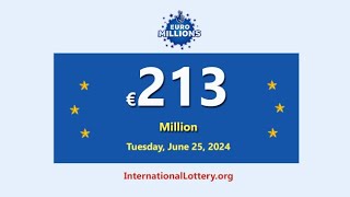 Result of Euro Millions on June 21 2024  Jackpot rises to €213000000 [upl. by Socin]