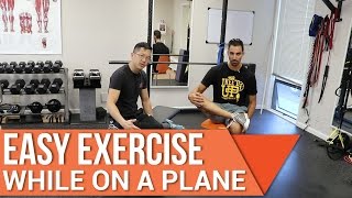 Airplane stretches exercies for tight hips and back while on a plane [upl. by Assiren]