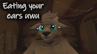 Furry ASMR Eating your ears Mouth sounds layered VRChat [upl. by Htiffirg]