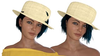 Daz Studio  fitting dForce hair under a hat [upl. by Aihtyc]