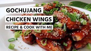 Gochujang Chicken Wings 🐔🌶️  RECIPE  COOK WITH ME [upl. by Nemra899]