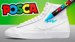 Customizing Shoes With Posca Markers Satisfying Customs [upl. by Wardieu]