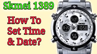 Skmei 1389 Analog  Digital Watch Time Date amp Day Setting  How To Set Skmei 1389 [upl. by Anelac]