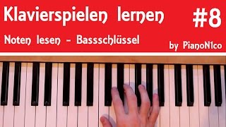 Klavierspielen lernen 8  Noten lesen lernen  Bassschlüssel  HD [upl. by Mitzl]