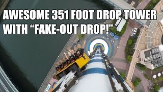 Blue Fall POV Awesome 351 Foot Intamin Drop Ride w FakeOut Drop Sea Paradise Japan [upl. by Nimaynib234]