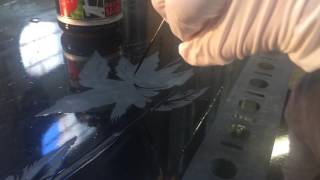 Handpainting the acid resist before acid etching glass with hydrofluoric acid [upl. by Noedig]