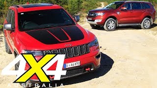 2017 Jeep Grand Cherokee Trailhawk vs 2017 Ford Everest Trend review  4X4 Australia [upl. by Orlanta]