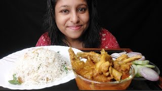 Eating Show  Veg Pulao with spicy chicken curry green salad  poulamieatingshow eatingshow food [upl. by Aztiram]