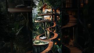 Inside a Dream Treehouse Mansion  Luxury Living 🌿✨shorts architecture treehouse [upl. by Ashok]