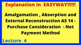 Amalgamation  Calculation of Purchase Consideration  Net Payment Method [upl. by Ekusoyr808]