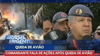 Comandantegeral da PM fala de trabalhos após queda de avião em Vinhedo  Brasil Urgente [upl. by Yramanna]