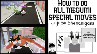 HOW TO DO ALL MEGUMI SPECIAL MOVES IN JUJUTSU SHENANIGANS  Roblox [upl. by Staffard]