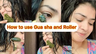 How to use Gua sha and Roller on face🤔😯 foryou trending like youtubevideo skincare [upl. by Trahern]