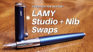 Imperial Blue LAMY Studio  Swappable Nibs • Fountain Pen Review [upl. by Ailimat]