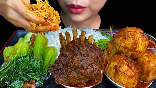 MUKBANG \\ SPICY MUTTON RIBS CURRY FRIED TAIWAN MUSTARD SPICY CHICKEN EGGS amp WHITE RICE [upl. by Suitangi]