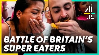 British Competitive Eaters Take On EPIC Burger CHALLENGE  Battle Of The Super Eaters  All 4 [upl. by Nitaf92]