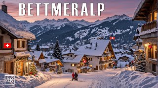 Bettmeralp Switzerland 🇨🇭❄️A Peaceful Christmas Sunset Walk in the Swiss Alps 4k❄️ [upl. by Auston786]