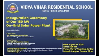 Inauguration Ceremony of Our 180 kW OnGrid Solar Power Plant vidyaviharresidentialschool solar [upl. by Aniretak]