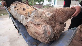 StepByStep Guide Woodworking Techniques Transform Rotten Tree Stumps Into Beautiful Dining Table [upl. by Laehcor]