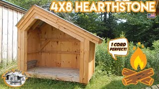 quotThe 4X8 Hearthstone Shedquot  Firewood Storage Shed  1 to 3 Cords of Firewood  4X8 4X10 6X12 [upl. by Haerdna]