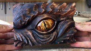 Smaugs Eye wood carving art project  A tribute to JRR Tolkien by Jonasolsenwoodcraft [upl. by Auhsuj]