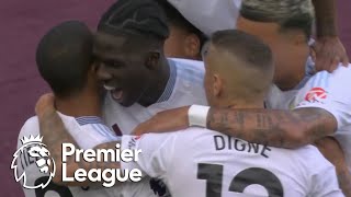 Amadou Onanas towering header gives Aston Villa lead v West Ham  Premier League  NBC Sport [upl. by Anihsak]