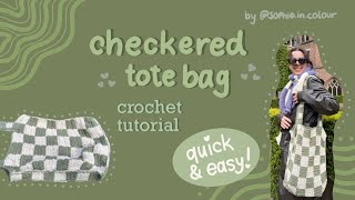 how to crochet a CHECKERED TOTE BAG  quick amp easy tutorial [upl. by Frans]