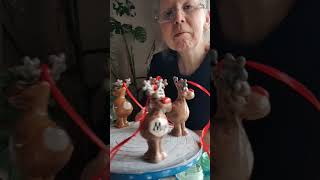 Adding ribbons to my reindeer handmade christmasgifts ceramic reindeer christmas [upl. by Coad]