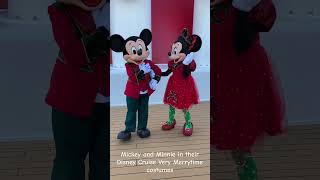 Mickey and Minnie in Very Merrytime Outfits 2023  Disney Cruise Line Dream Ship [upl. by Ayocal]