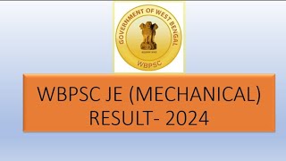 WBPSC JE MECHANICAL RESULT 2024 CUTOFF [upl. by Ityak]