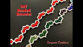 Hearty Beaded Bracelet  DIY Beaded Bracelet  How to make Beaded Bracelet [upl. by Dalila]