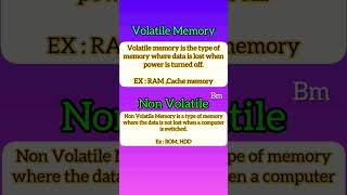 Volatile memory and non Volatile Memory  Computer awarness computer study [upl. by Shani]