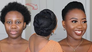 SIMPLE and ELEGANT Natural Hairstyle on Short 4c Hair  Under 5 minutes Updo [upl. by Drol]