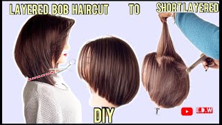 23🟡 DIY ✂️How To Cut Short Layers Bob  Carré dégradé court [upl. by Rivard]