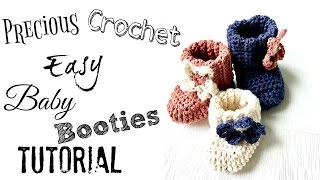 Easy Crochet Baby Booties Tutorial [upl. by Meggi528]