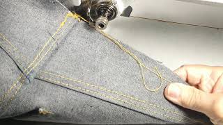 How to Sew Flat Fell Seam on Center Back of Jeans  Beginners Guide [upl. by Rebak]