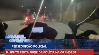 PERSEGUIÇÃO POLICIAL suspeito tenta fugir da polícia na Grande SP  Brasil Urgente [upl. by Atiniuq600]