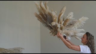 How to Make a Hanging Pampas Grass Chandelier DIY [upl. by Anwahsad]