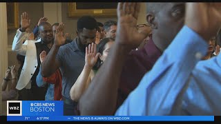 Hundreds of immigrants become US citizens during Faneuil Hall ceremony [upl. by Iroak]