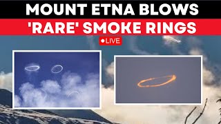 Live Mount Etna Blows Rare Volcanic Vortex Smoke Rings Into Sicilian SkyItalys Volcano  Sicilian [upl. by Nivalc]