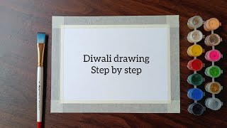 Diwali drawing easy diwali drawing 🪔diwali card diwali festival drawing step by step [upl. by Takken]