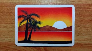 Easy Sunset Paradise Watercolor Painting for Beginners  Stepbystep Tutorial • Earls Art [upl. by Lael232]