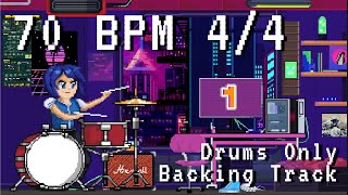 70 BPM 44 Drums Only  Simple Rock Beat Backing Track  Metronome HD audio  2022 upload [upl. by Stimson]