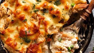 Leftover Turkey Pot Pie WITH Cheesy Garlic Bread Topping [upl. by Aydiv292]