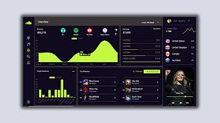 Vuejs  Vuetify UI Design Music Player App HTML  CSS  JS  vuechartjs  Line Chart amp Bar Chart [upl. by Hairu]