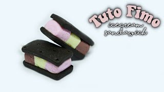 • TUTO FIMO Biscuit glacée  Neapolitan icecream sandwich polymer clay tutorial • [upl. by Eninaej]