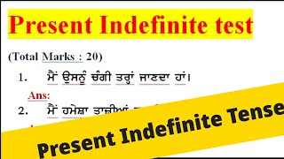 Present Indefinite Tense in Punjabi Test [upl. by Robina]