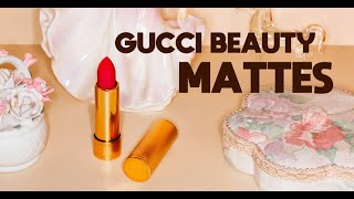 NEW Gucci Beauty Matte Lipsticks Review and 8 Swatches [upl. by Arracat]