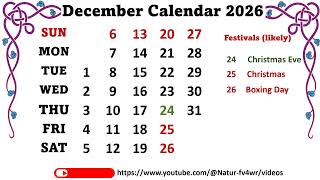 December Calendar 2026 decembercalender2026 [upl. by Edsel]